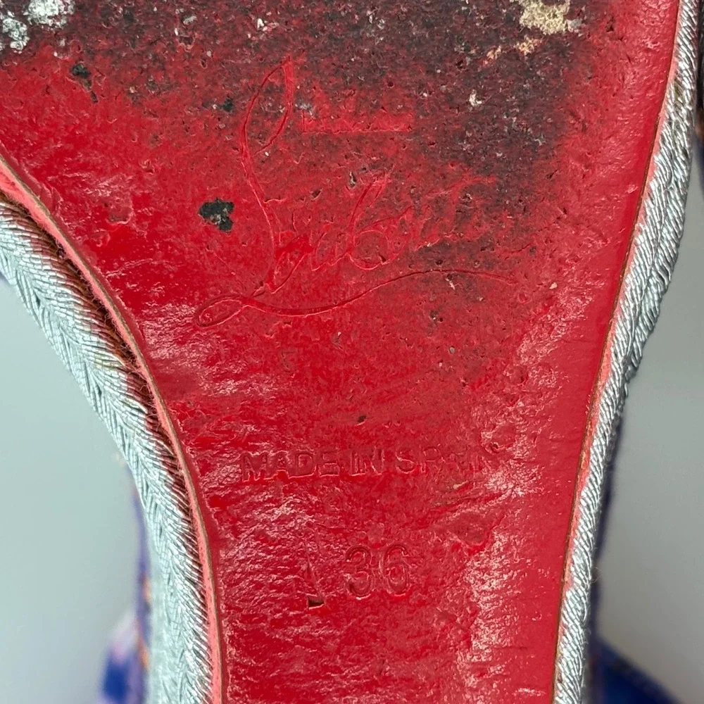 Christian Louboutin Duplice Tie-Dye Wedge Sandals Pink Women Size 36 Espadrille
